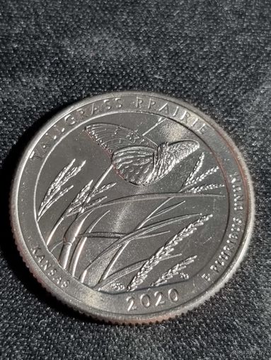 США 25 центов 2020 КАНЗАС D  Unc(НОВОЕ)