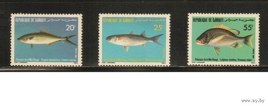 Джибути-1986(Мих.468-470),  ** ,    Морская Фауна ,Рыбы(полная серия)