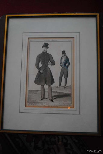 Оригинальная гравюра из серии:_"Costumes Parisiens"-/1829 год/_Рама, паспарту, стекло_!