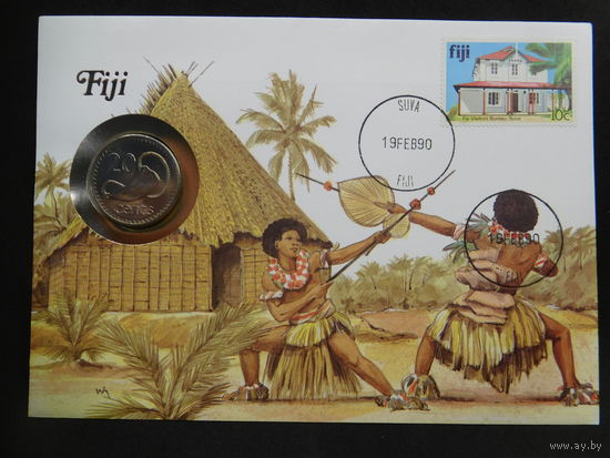 Фиджи 1987 г 20 центов конверт первого дня КПД