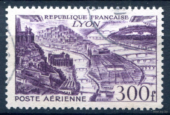 Франция - 1949/50г. - архитектура, авиапочта, 300 fr - 1 марка - гашёная [Mi 863]. #2-Fr-61-A-2