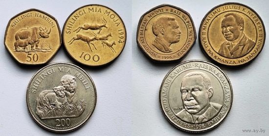 Танзания, набор из 3 монет, UNC