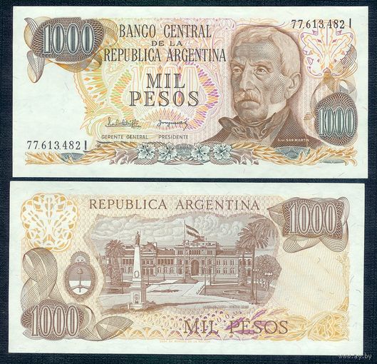 Аргентина 1000 песо 1976 - 1983 год, UNC