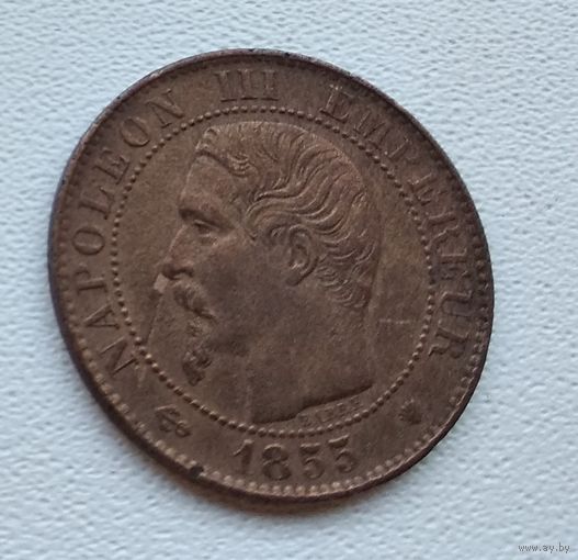 Франция 5 сантимов, 1855 "MA" и "якорь" - Марсель 6-14-25