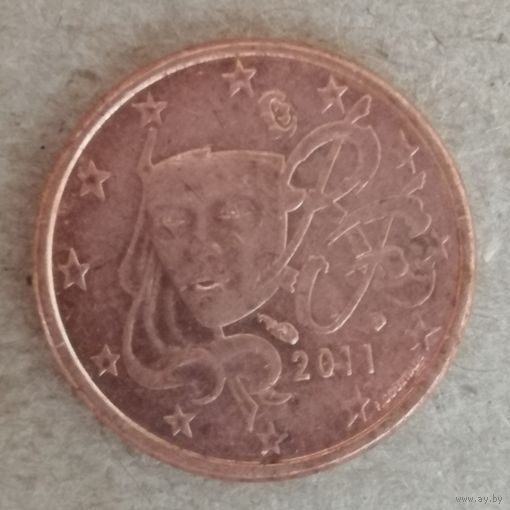Франция 1 евроцент, 2011 г., KM# 1282