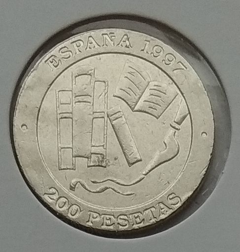 Испания 200 песет 1997 г. Хасинто Бенавенте-и-Мартинес. В холдере