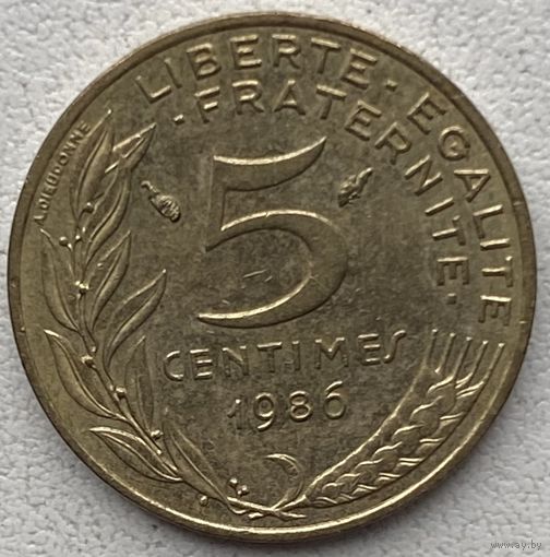 Франция 5 сантимов 1986 г.