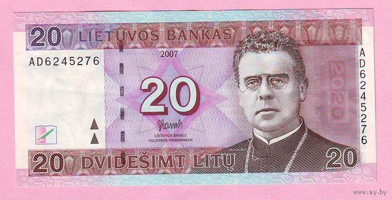 Литва. 20 лит 2007 год