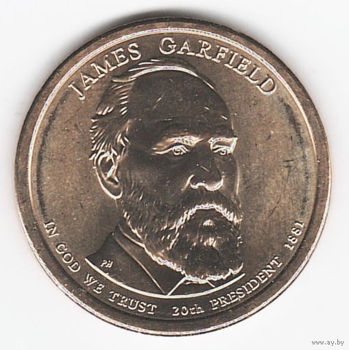 1 доллар США 2011 год 20-й Президент Джеймс Гарфилд двор D _состояние UNC