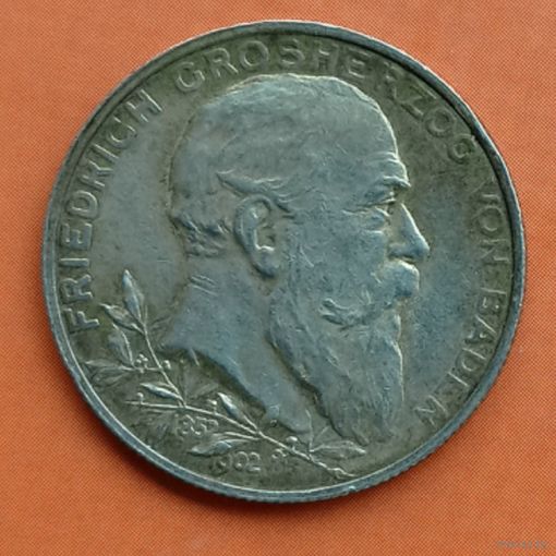 Баден 2 марки 1902. 50 лет правления Фридриха I