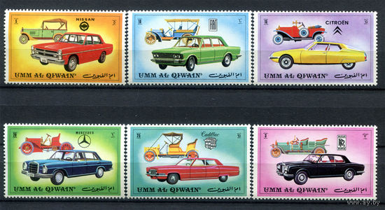 Умм-эль-Кайвайн - 1972г. - Автомобили - полная серия, MNH, 1 марка с маленьким дефектом-пятнышком на клее [Mi 637-642] - 6 марок