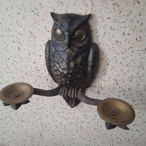 Чугунное литьё подсвечник настенный "Сова" СССР