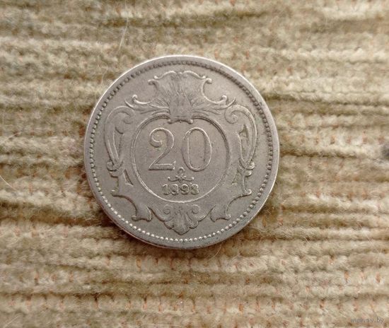 Werty71 Австрия 20 геллеров 1893