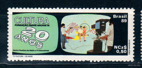 БРАЗИЛИЯ. 1989. КУЛЬТТУРА. ТЕЛЕВИДЕНИЕ. ЭМБЛЕМА**