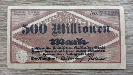 Werty71 Германия 500000000 марок 1923 500 миллионов банкнота Херне
