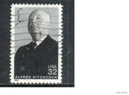 США-1998 (Мих.2996) , гаш., Личности, Хичкок, Кинорежиссер (одиночка)