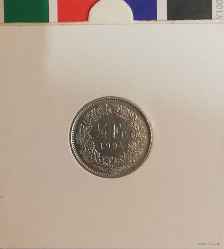 Швейцария 1/2 франка 1994  в холдере