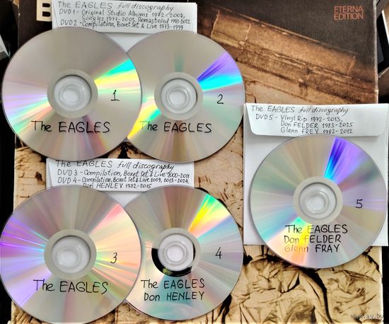 CD MP3 The EAGLES полная дискография группы, соло и сайд-проекты её участников (Pop-rock, Art-rock, Soft rock, Glam rock) - 5 DVD