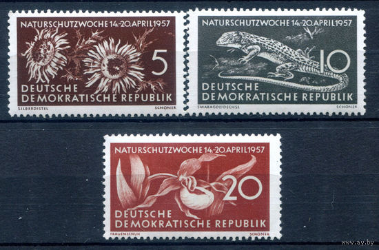 ГДР - 1957г. - Неделя охраны природы - 3 марки - полная серия, MNH [Mi 561-563]. #1-GG-8-A-1