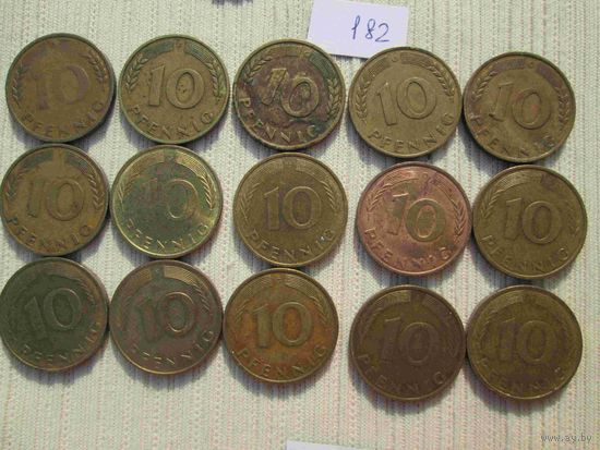 15 монет десять пфеннигов ФРГ