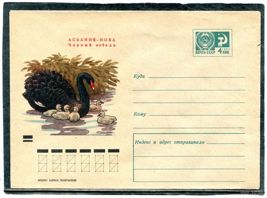 СССР 1970. ХМК. Конверт. Фауна. Черный лебедь
