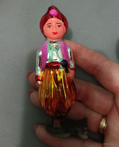 Ёлочная игрушка, стекло, Аладдин на прищепке