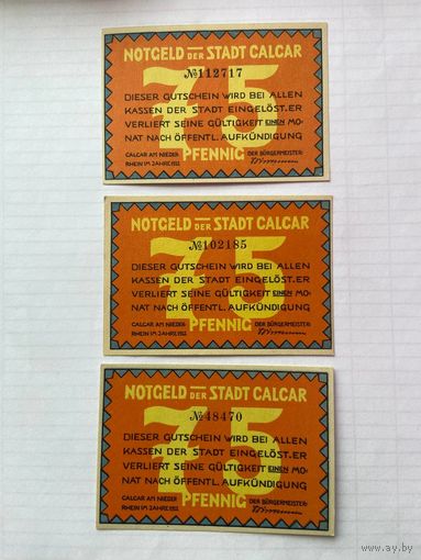 75-75-75 пфенигов (нотгельды) Германия г.Эйнгелёст -1402