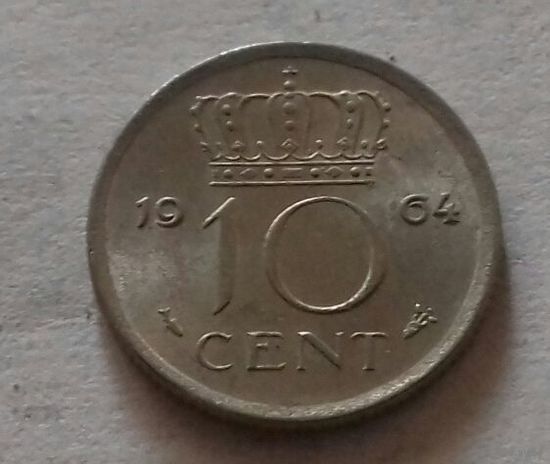 10 центов, Нидерланды 1964 г.