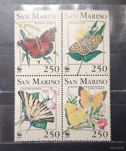 Сан-Марино. 1993 год. Фауна. Бабочки (сцепка) (1359)
