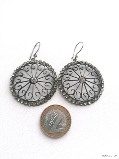 Серьги серебро 875 пробы СССР, Харьковский ювелирный, торги с Рубля