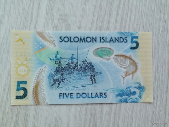 Соломоновы острова 5 полимер UNC с рубля