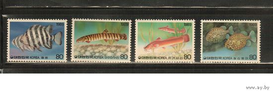 Южная Корея-1989(Мих.1602-1605) , **  , Морская  Фауна ,Рыбы, (полная серия)