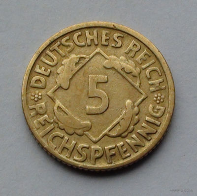 Германия - Веймарская республика 5 рейхсфеннигов. 1924. D