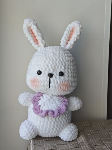 Зайка с воротничком Плюшевая вязаная мягкая игрушка амигуруми интерьер ручная работа handmade кукла