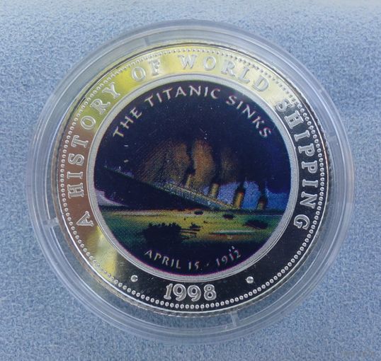 Сомали, 250 шиллингов, 1998 г. Корабли. Гибель Титаника. Редкая! Proof. Серебро