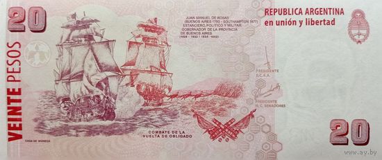 Werty71 Аргентина 20 песо 2003 UNC банкнота Корабль 2018