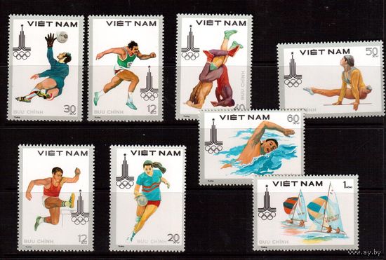 Вьетнам-1980  (Мих.1093-1100) , ** , Спорт,  ОИ-1980, (полная серия)