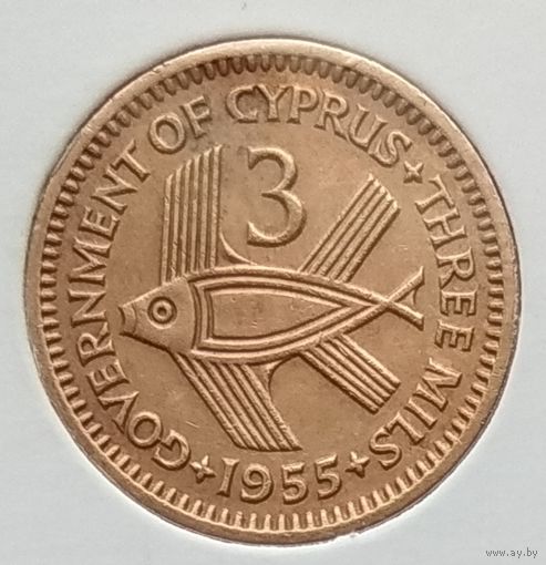 Кипр 3 миля 1955 г. В холдере