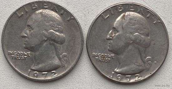 США 25 центов (квотер) 1972 г. P + D. Цена за 1 шт.