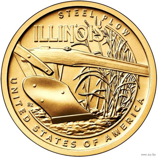 США 1 доллар, 2024 P Иллинойс. Стальной плуг UNC