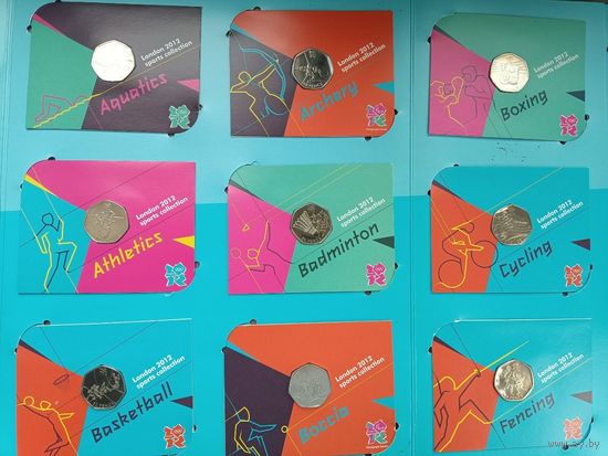 Великобритания 50 пенсов 2012 год Набор из 29 монет "XXX летние Олимпийские Игры в Лондоне"