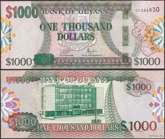 Гайана 1000 долларов образца 2011-2024 года UNC p38d серия CR