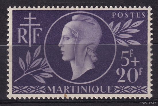 31.FrK. Франция. Колонии. Мартиника. Красный Крест. Марианна. 1944 г. Одиночный выпуск. Mi.#202.