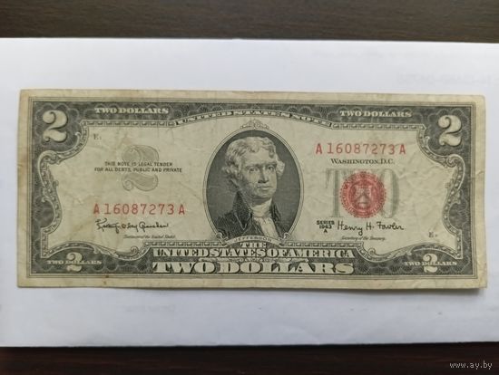 США 2 $ - красная печать - 1963 A