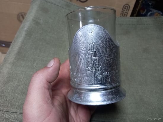 Редкий подстаканник Московский Кремль Спасская башня Клеймо МОСКВА КШ