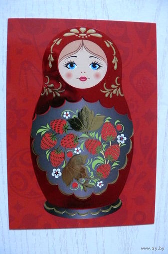 Открытка рекламная, матрёшка; чистая.