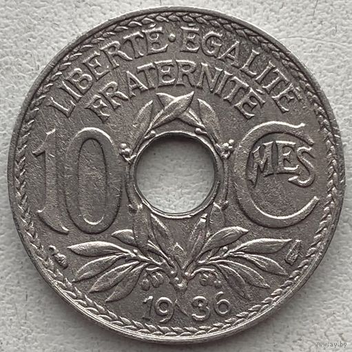 Франция 10 сантимов 1936 г.