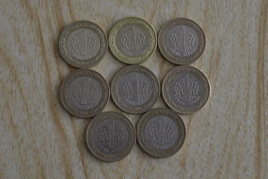 Турция 1 лира 2015,16,18,19,22,23