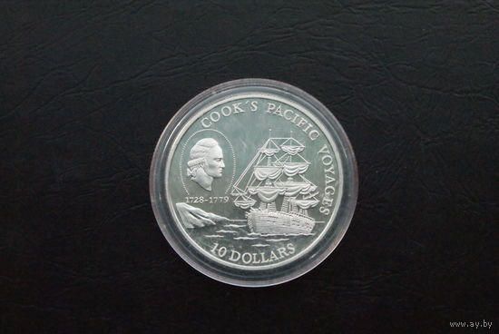10 долларов 1992 Ниуэ, Тихоокеанские путешествия Кука, 999!