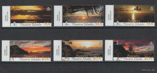 Питкэрн Острова /Pitcairn Islands 2006** Морские пейзажи Закат солнца #761-766